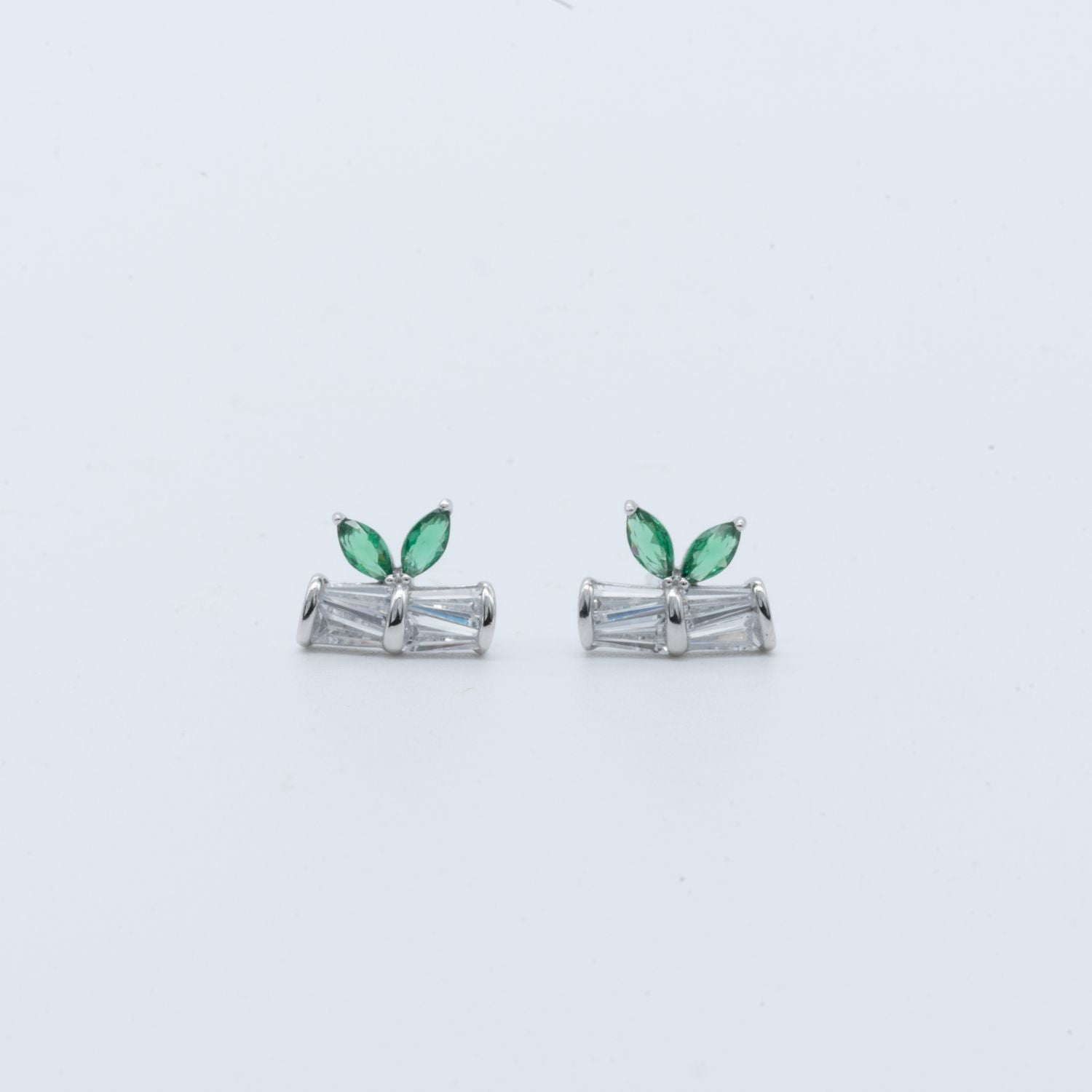 Green Leaf Stud Earrings
